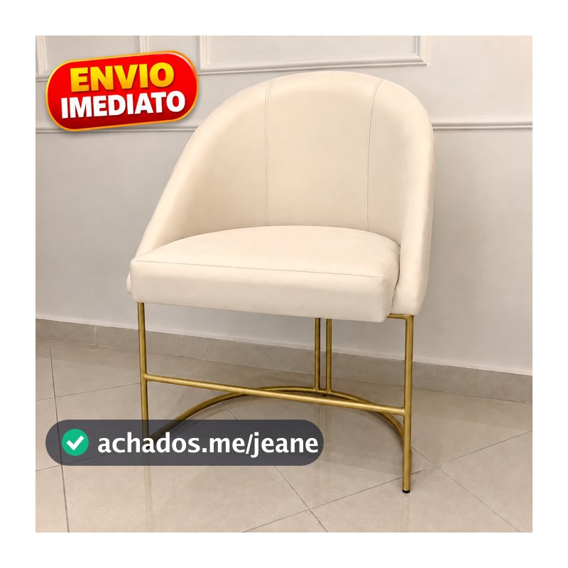 cadeira LUA Poltrona Orgânica Bouclê Base Ferro - Sala Jantar Recepção 120kg