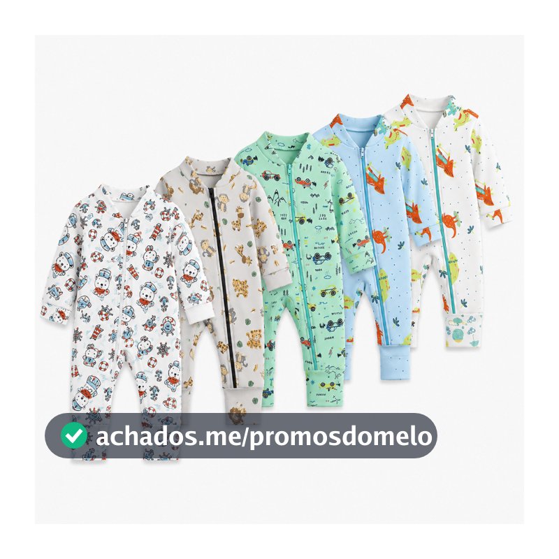 Kit 5 Macacão Estampado Ziper Menino Bebê Algodão Vira Pé Inverno Verao Infantil Macio Macacões