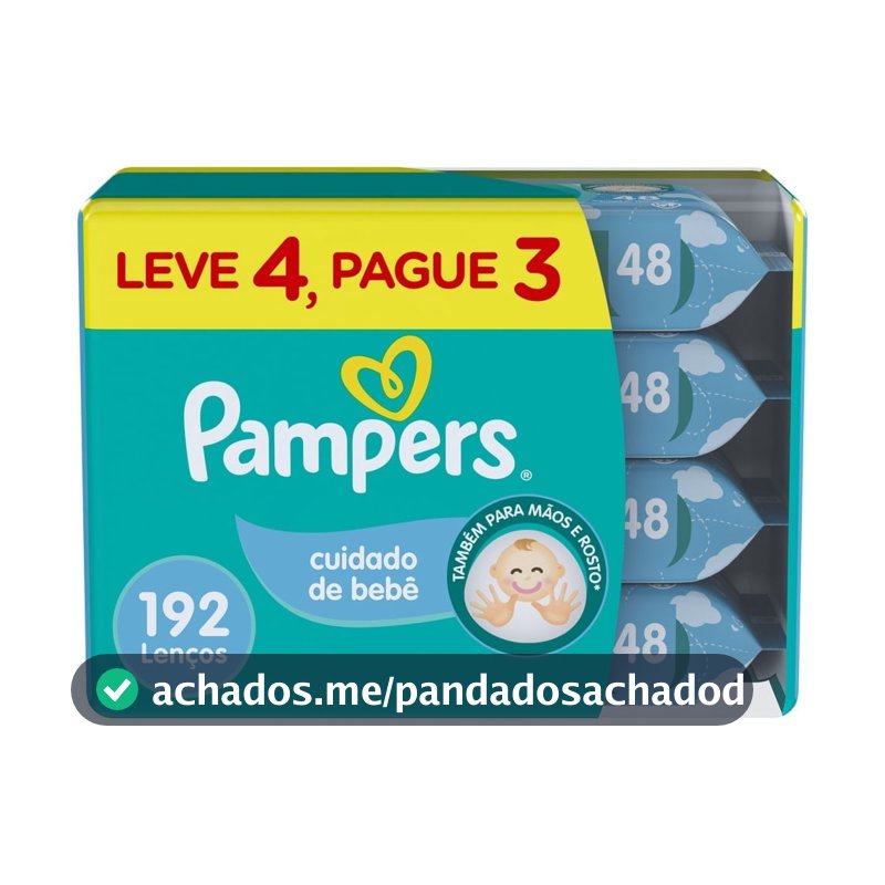 Lenços Umedecidos Pampers Cuidado de Bebê 192 Unidades Leve 4 Pague 3