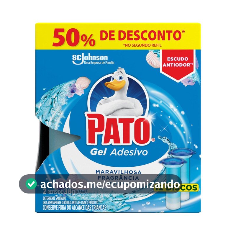 Desodorizador Sanitário Pato Gel Adesivo 2 Refis Marine 12 discos
