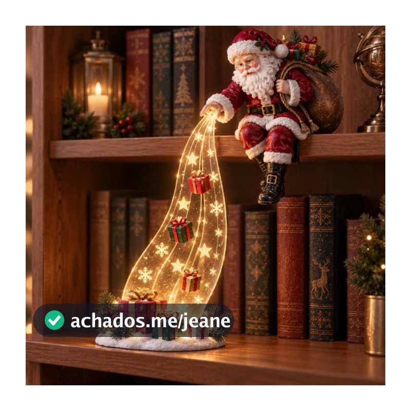 Decoração De Cena Iluminada Com Borda De Prateleira De Natal