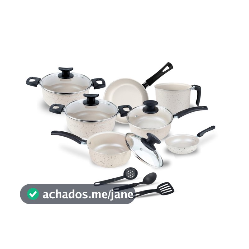 Conjunto Jogo de Panelas Teflon Atenas 10 Pçs Antiaderente Tampa de Vidro