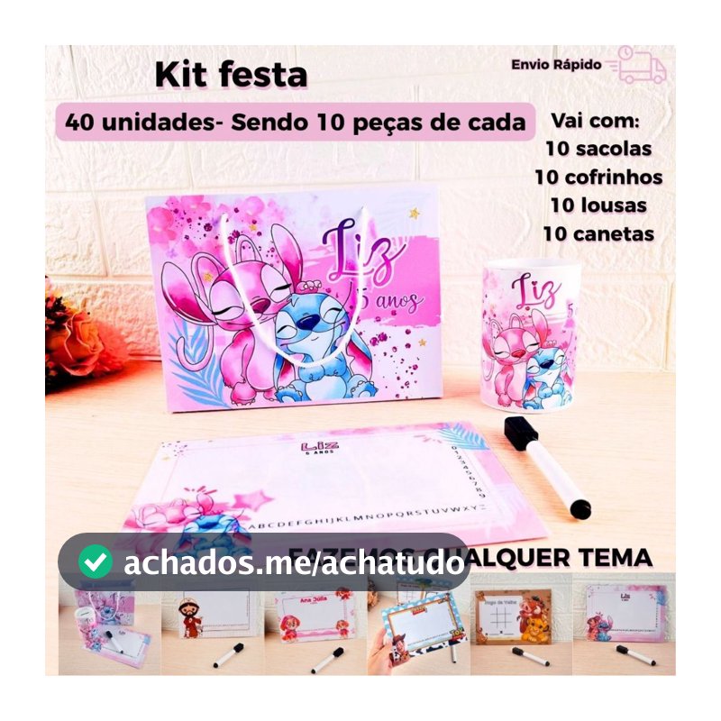 Kit Festa Infantil Personalizado Lembrancinha Completa Com Sacolinha Cofrinho E Lousa