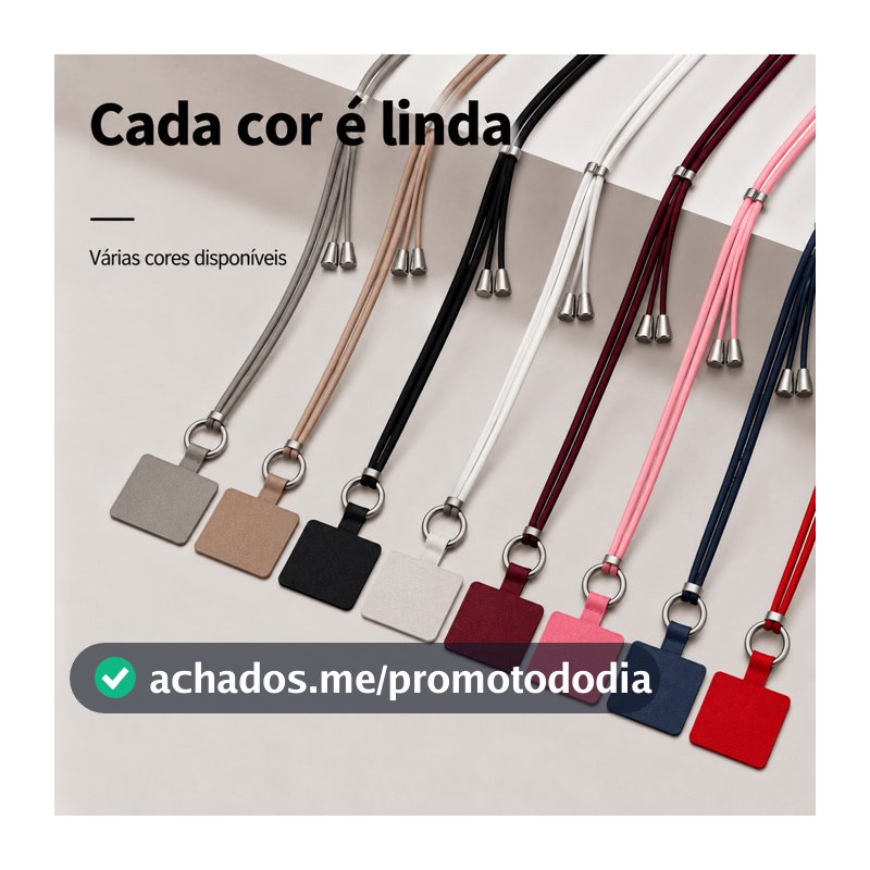Cordão para Celular Ajustável Crossbody – Alça Removível, Anti Queda, Unissex, Ideal para Uso Diário