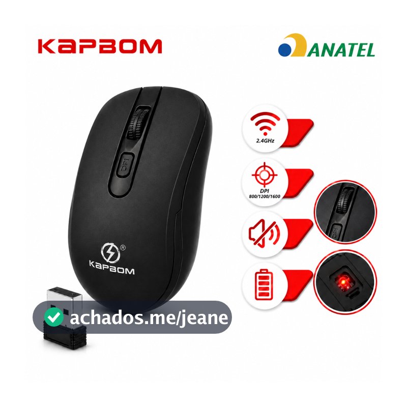 Mouse Sem Fio Wireless Bluetooth Ergonômico Original Kapbom
