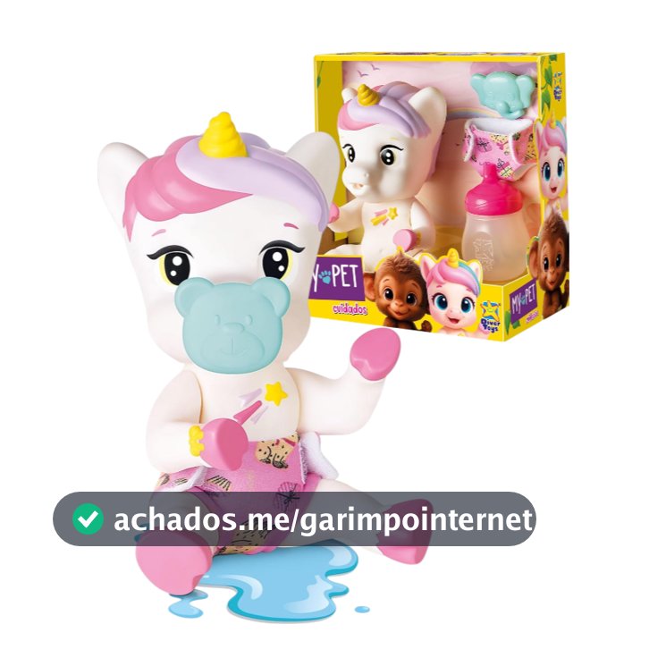 Boneca My Pet Cuidados Unicórnio Faz Xixi com Mamadeira Acessórios Divertoys