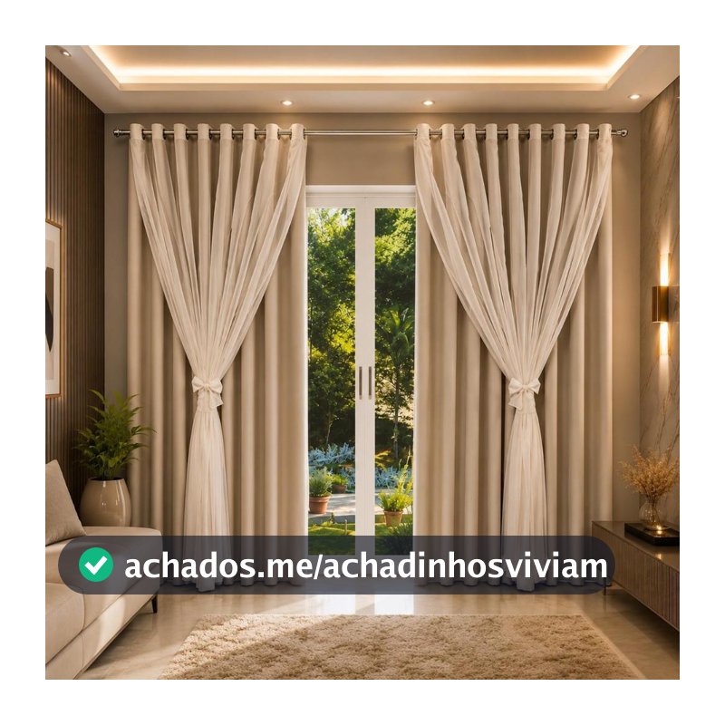 Cortina Blackout para sala com voil PVC- Cortinas para sala 3 00 x 2 70 - cortina blackout quarto