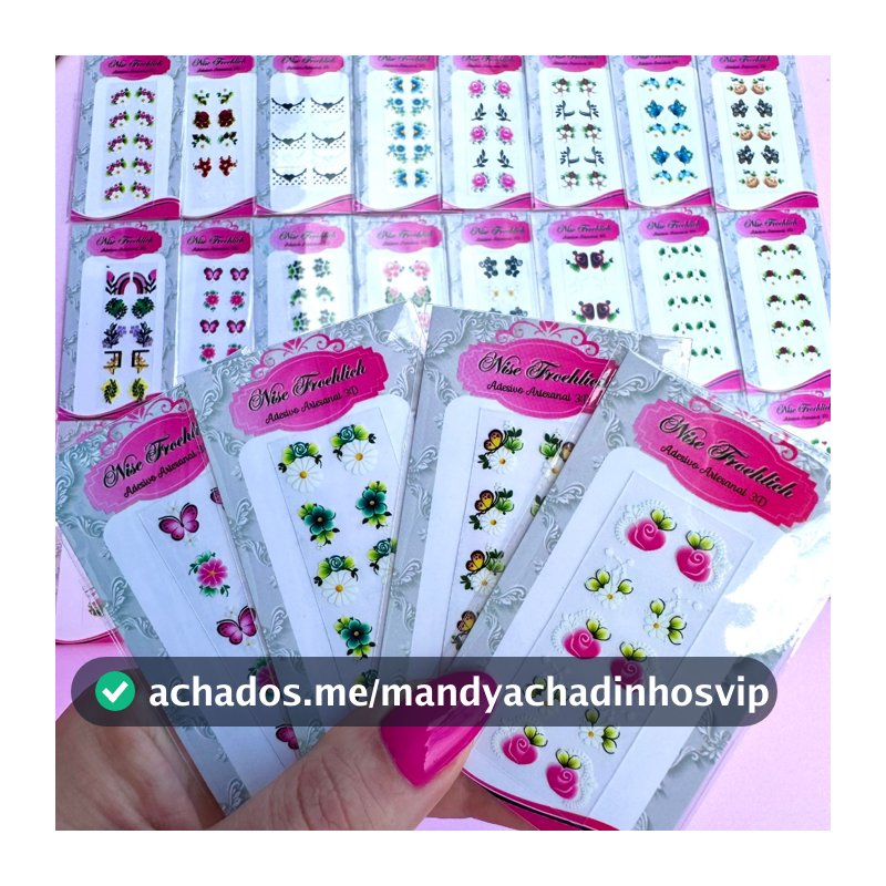 Kit 200 adesivos de unhas para decoração de unha - 20 cartelas