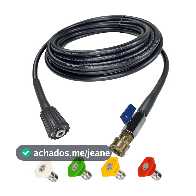 Mangueira de Engate Rápido c/ Bico Colorido p/ Lavadora Alta Pressão Electrolux, WAP, Vonder e Lavor