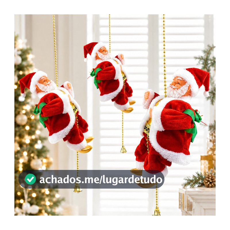 Boneco Papai Noel elétrico Na Corda Sobe E Desce Musical Natalino