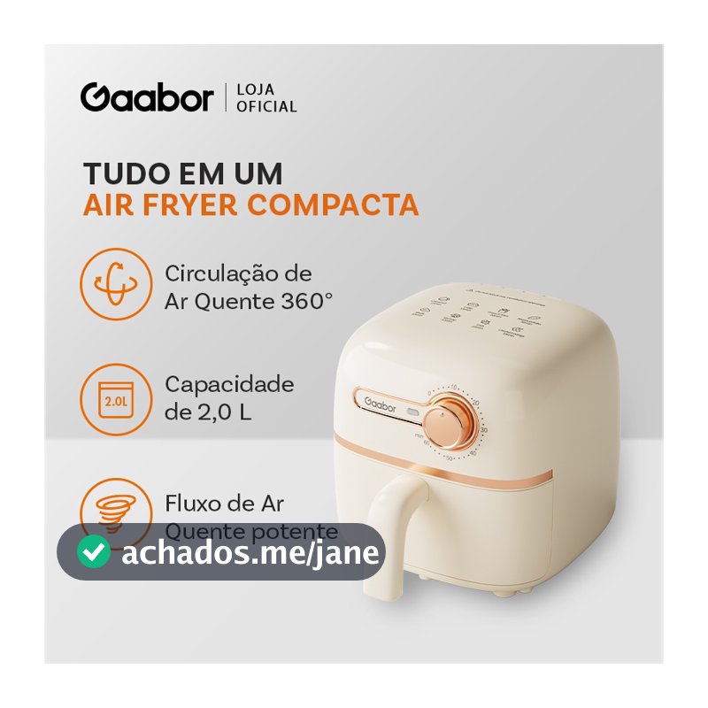 Gaabor 1,4L Air Fryer Regulação constante non-stick pan coating single knob timer 900w AF20M-YE01A