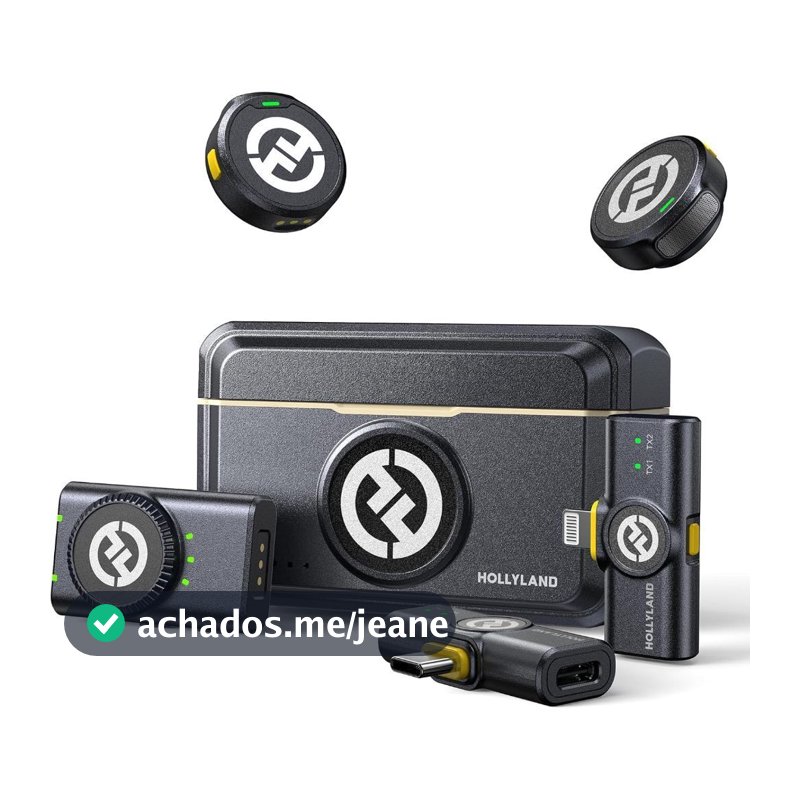 Microfone Lapela Bluetooth sem fio Hollyland Lark M2 Versão Lighting USB-C Câmera Combo Duo Original