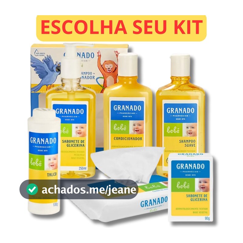 Kit Banho Granado Bebê Shampoo Condicionador Sabonete Talco Toalha Lenço Umedecido Tradicional mamãe