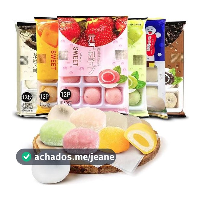 Bolinho de Arroz Mochi Moti Blueberry, Matchá, Manga, Morango ou Feijão - Importado - Taiwan