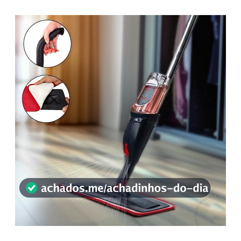 Mop Spray Rodo Esfregão Reservatorio Microfibra  Gatilho Aplicador Com Refil Multiuso Chão Vidros