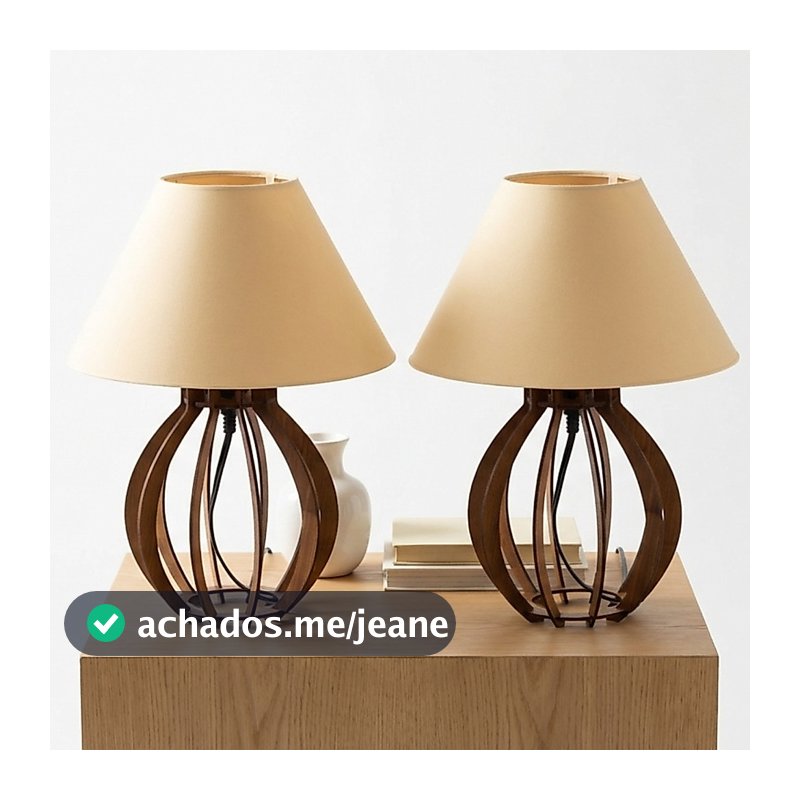 Kit Abajur Luminária De Mdf Para Quarto/Sala Madeira Luminária Mesa