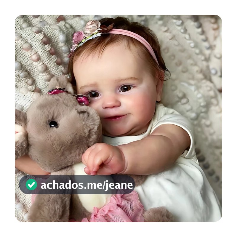 Bebê Reborn de Silicone 48cm Menina Olho Castanho