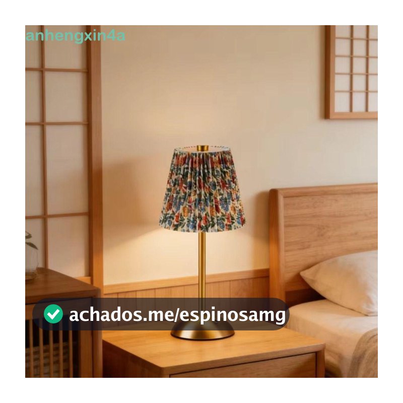 Lâmpada De Cabeceira Com Toque ANHENGXIN , Mesa Plissada Base De Metal Regulável , Sombra De Tecido , Luzes Macias , Luz