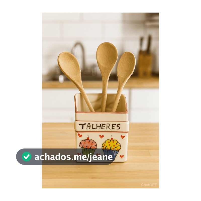Porta Talheres em Cerâmica Decorado 16x12cm Utensílios de Cozinha Organizador