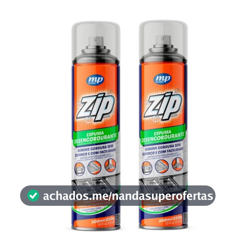 Kit 2 Espuma Desengordurante Remove Gorduras Air Frye, Coifas, Fogão, Microondas. Fácil e Rápido 300ml - Zip My Place