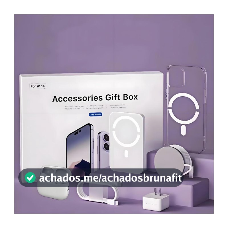 Kit Completo para iPhone 6/13/14/15 - Carregador Indutivo, Cabo de Dados, Fone Bluetooth e Power Bank P2