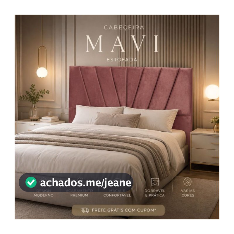 Cabeceira Mavie Box Casal  1,40m x 1,20m Dobrável Modulada Estofada Suede Veludo - Luxo e Conforto