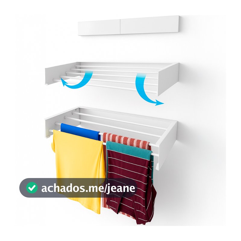 Varal Mágico Retrátil Embutido Gigante 1 metro Branco Aço Organização Roupa Lavanderia Moderno