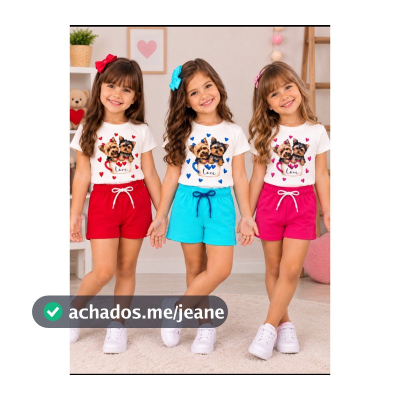 CONJUNTOS INFANTIL MENINA VERÃO.( BLUSAS  OFF+ BERMUDAS CADARÇO COM BRILHO