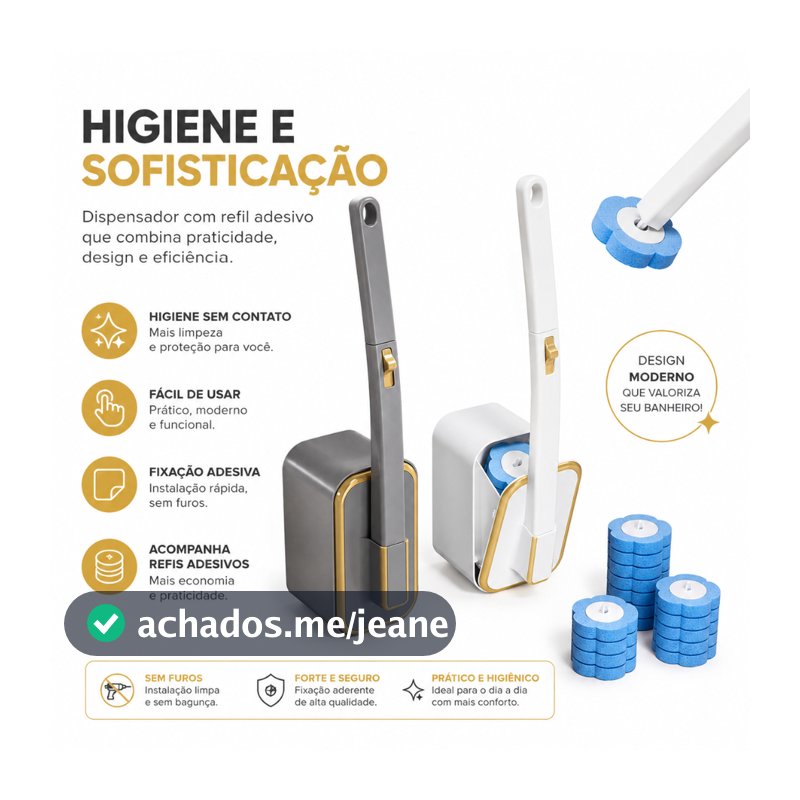Kit Escova Sanitária com Refis Descartáveis 6 ou 12 Unidades + Suporte para Banheiro