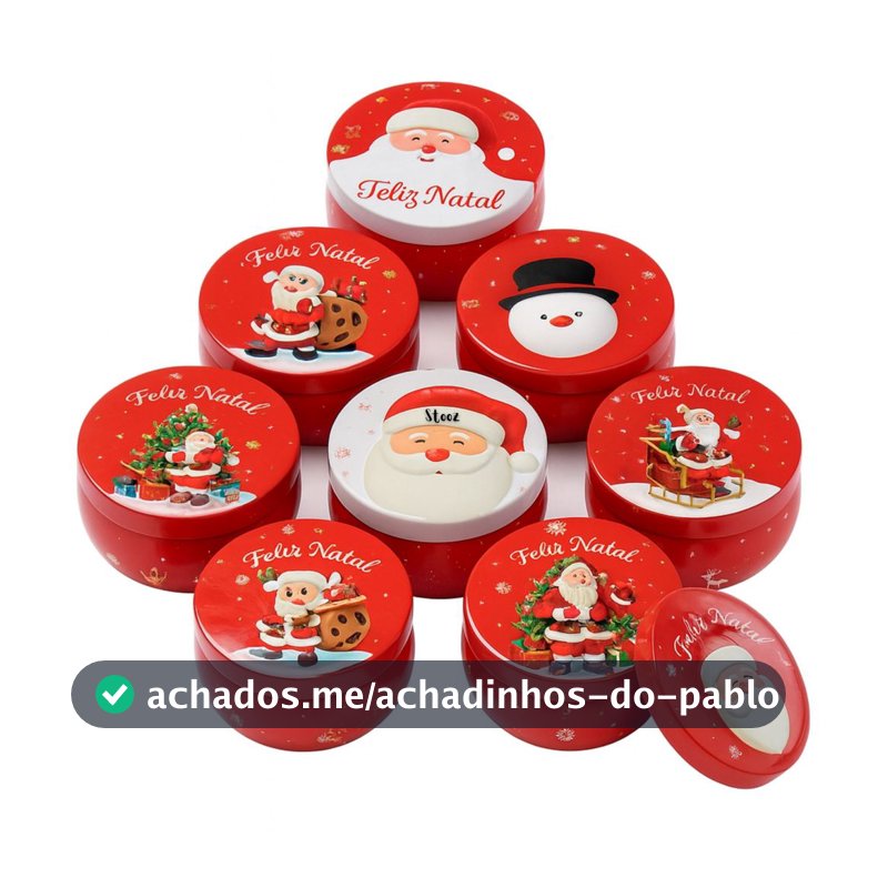 12 LATA DE NATAL METAL DECORADA PARA COLOCAR  VELAS 70ML