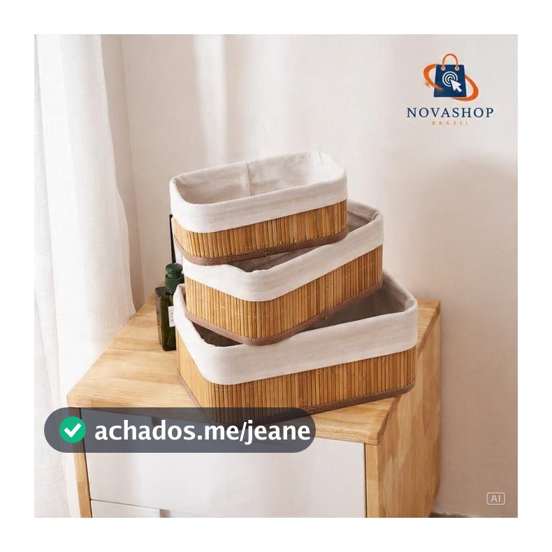 Conjunto De Cestos De Bambu Kit 3 Unidades Lavanderia Multiuso Organizador De Roupas
