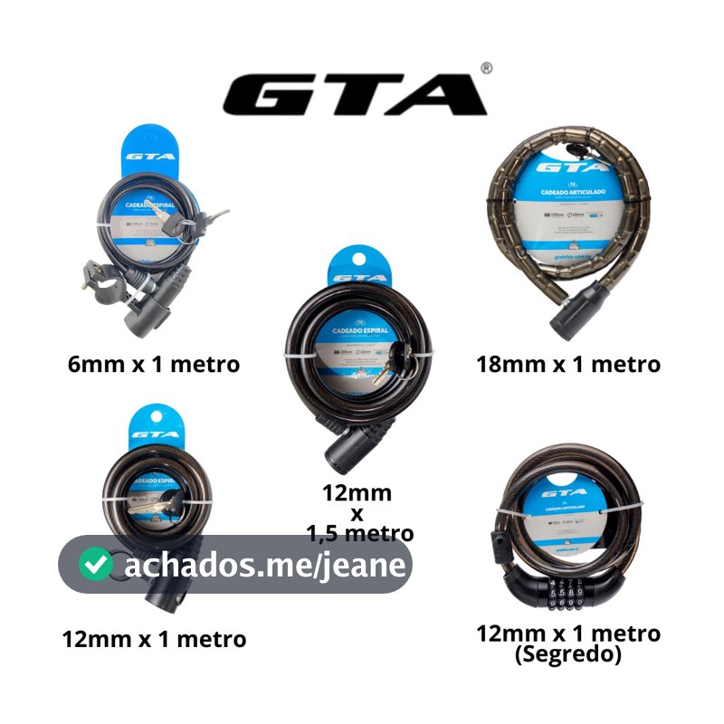 Cadeado GTA para Moto Bicicleta bike capacete portão varias medidas