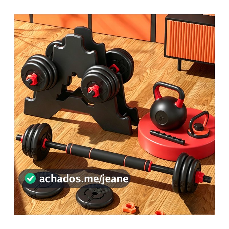 Kit Halteres Barra Kettlebell 6 em 1 Peso Musculação treino em casa