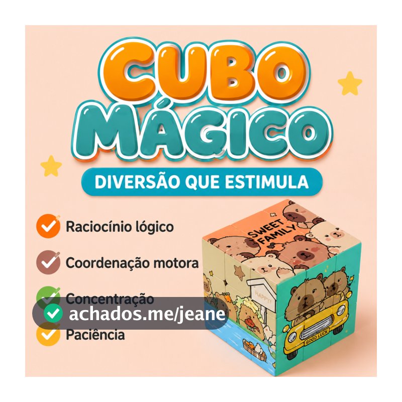 Kit Cubo Mágico Infantil Capivara Lembrancinhas Aniversário Festa Escolar Presente Criança Educativo