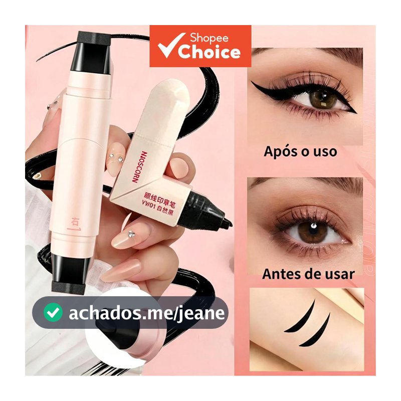 Delineador Líquido de Carimbo Duplo, Design de Asa Giratório, À Prova d'Água, Não Borra, Fácil de Criar o Visual