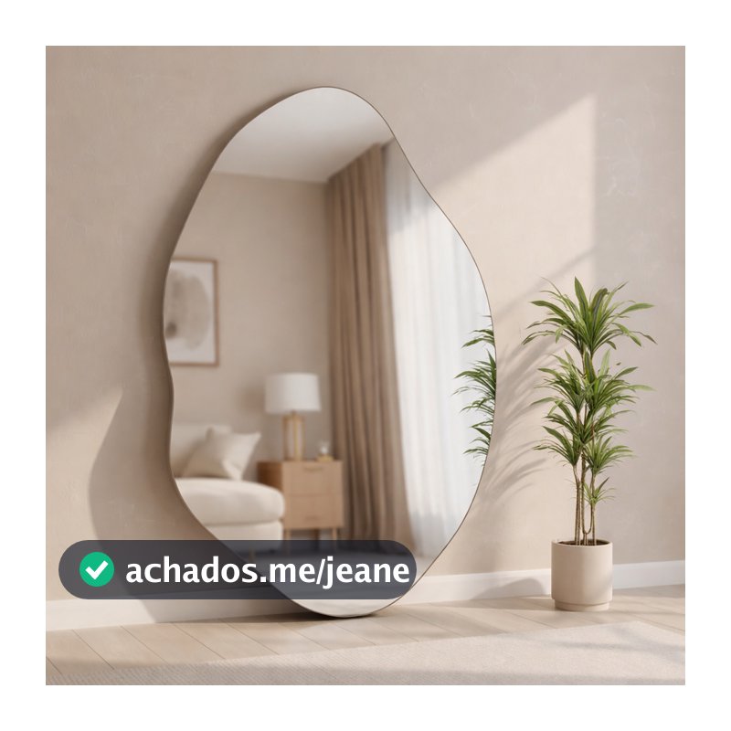 Espelho Orgânico 50x35 ou 70x50 ou 80x60 Lapidado Moderno Decor Lindo C/suporte ou LED ou Led Touch (Habitare)