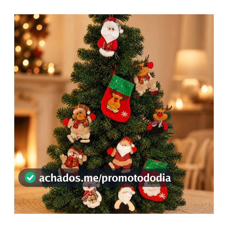 Kit 10/12 Enfeites Natalinos Bonecos Penduráveis Papai Noel Meia Ursinhos Decoração Árvore De Natal