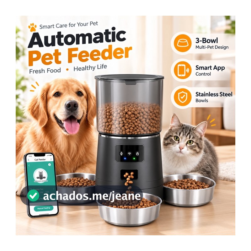 Newpet 6L três refeições Alimentador Comedouro Automático Wi-Fi Temporizador Para Cão Gato Wifi Tuya Control App- Bivolt