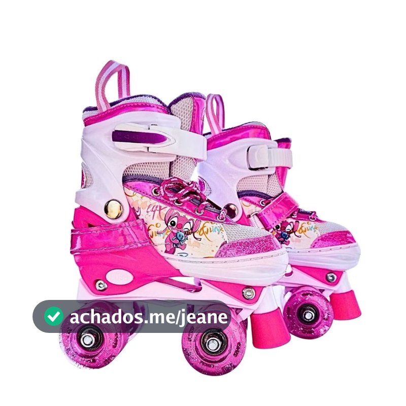 Patins Roller 4 Rodas ARCO ÍRIS Com Luz De LED E Glitter Modelo Premium