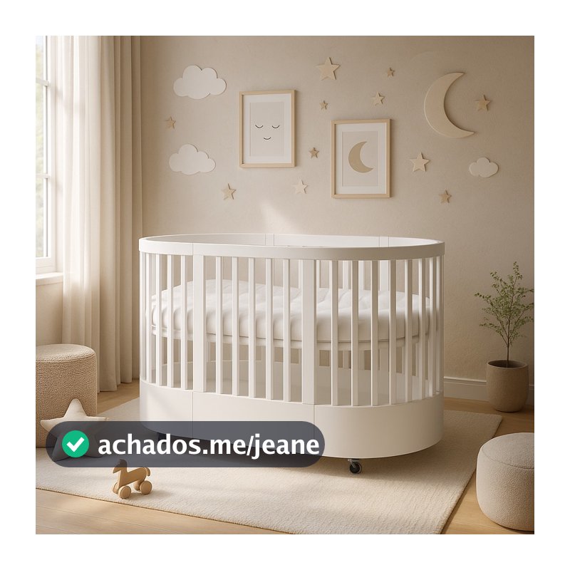 Berço Redondo Evolutivo 3 em 1 Wave Branco | Mini Berço + Berço + Mini Cama | MDF/Madeira