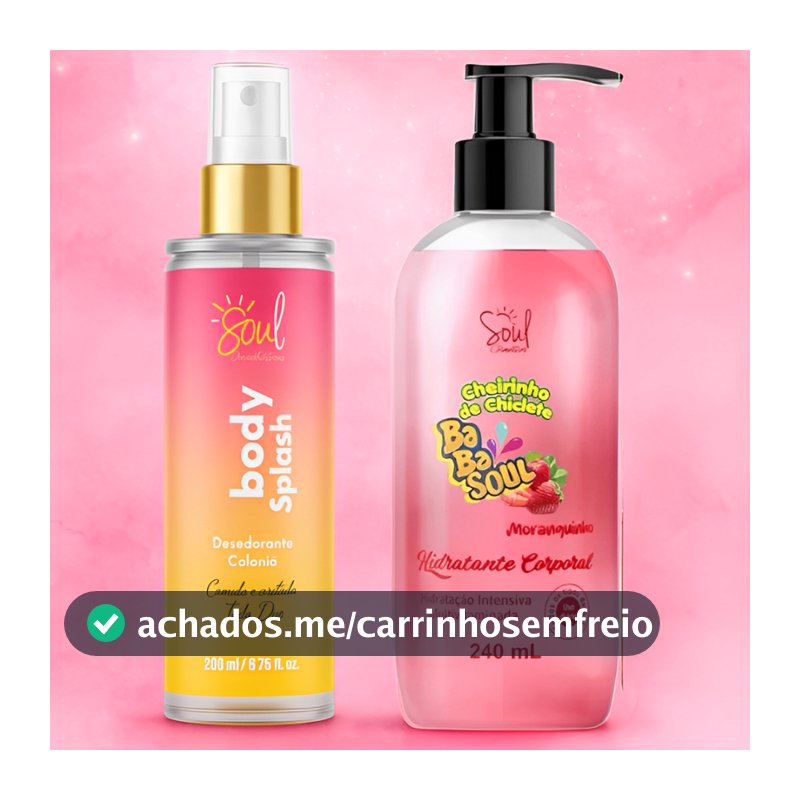 Kit Body Splash Perfume + Hidratante Feminino Perfumado Cheiroso Soul Cosméticos 240ml