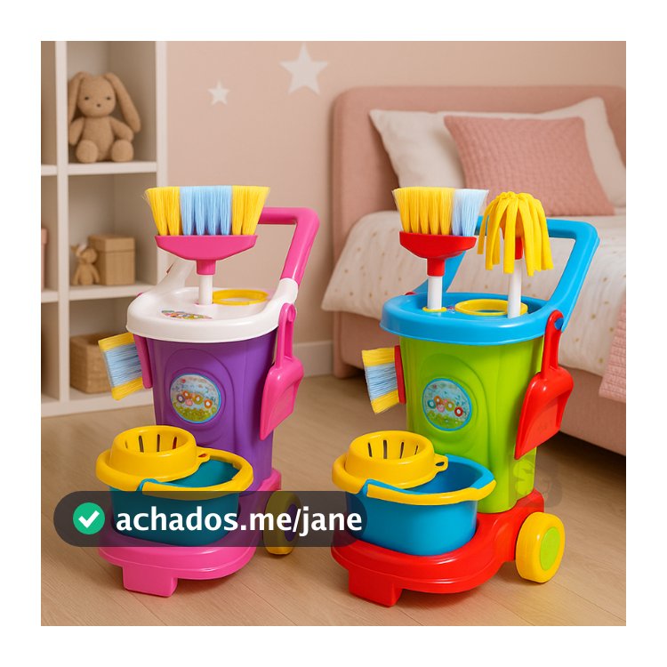 Brinquedo Infantil Carrinho de Limpeza Divertido Educativo Cleaning Trolley Kids Hábitos Saudáveis