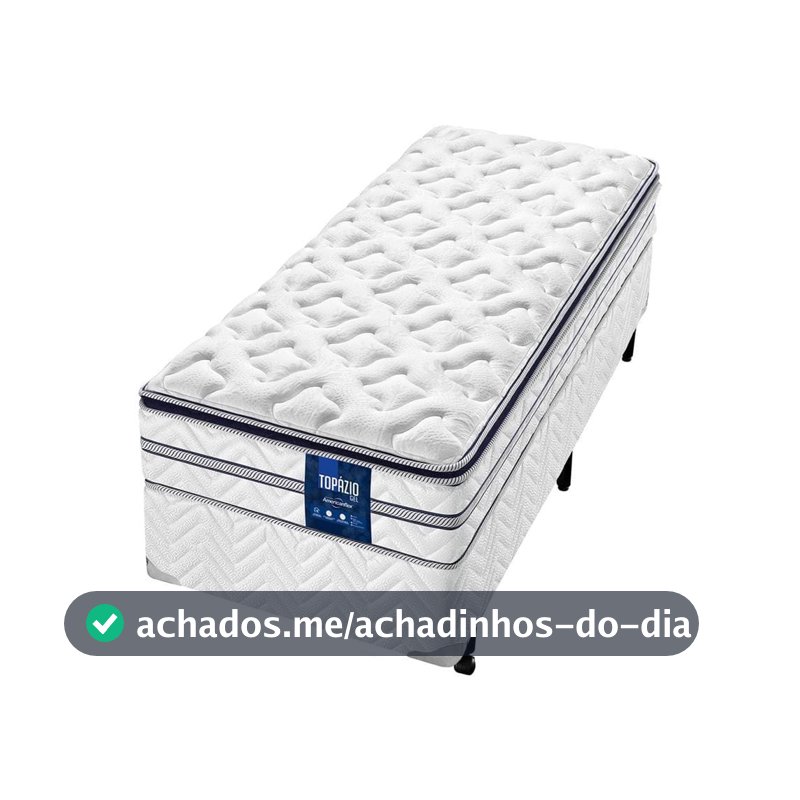 Cama Box Solteiro Topázio Gel com Pillow Top e Molas Ensacadas 30x88x188 cm AmericanFlex