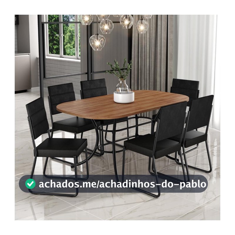 Conjunto Sala de Jantar com Mesa e 6 Cadeiras Fênix Carraro