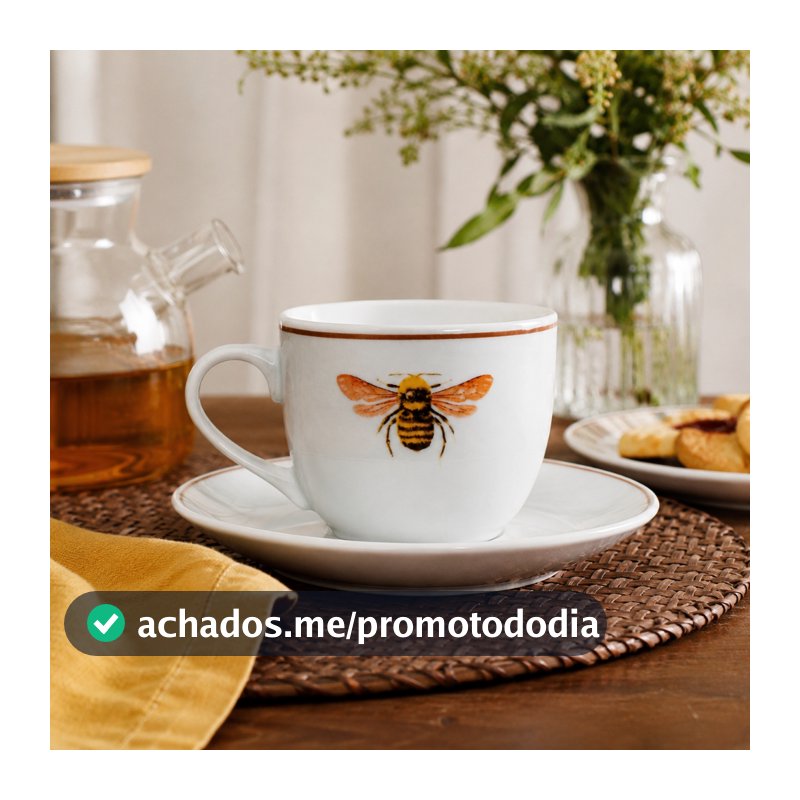 Xicara e pires Cafe Abelha Porcelana 80ml -L Hermitage