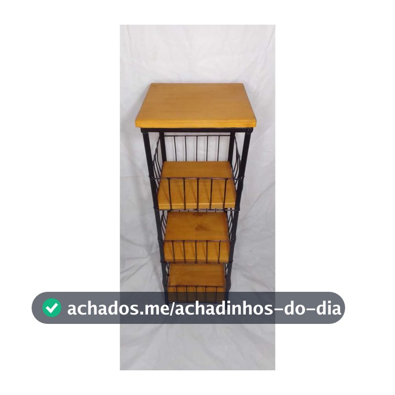 Fruteira De Ferro E Madeira De Chão 3 Andares Suporte Filtro marela