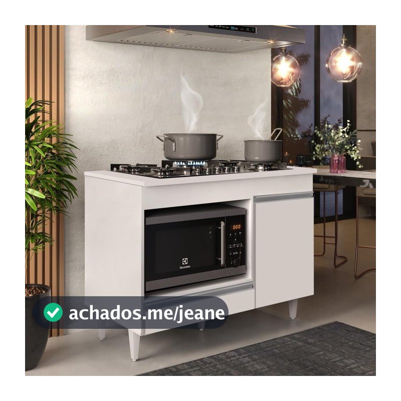 Balcão Multiuso para Cooktop 4 Bocas Georgia Branco - Lumil Móveis