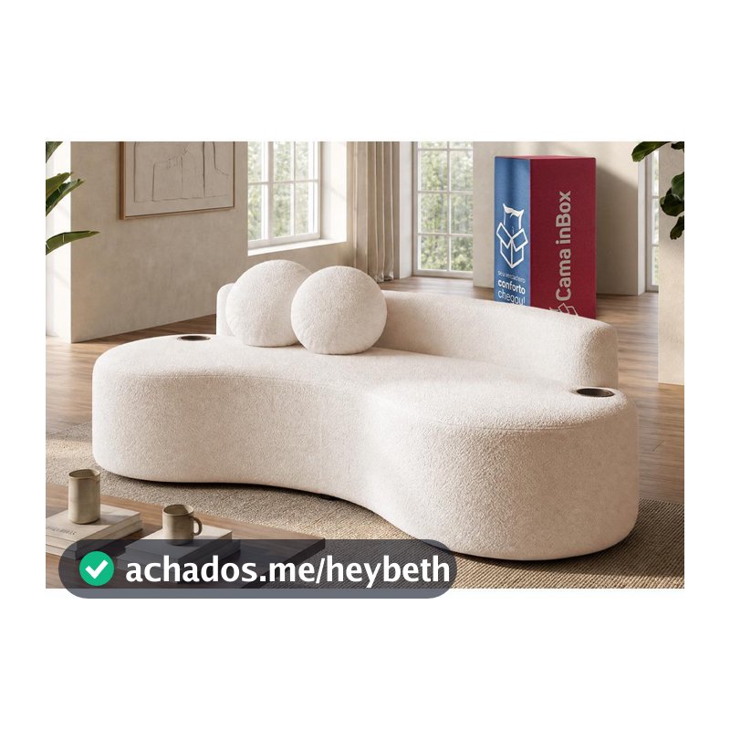 Sofá Veda. 1,88m Xpand Tech Tecido bouclê Cama inBox