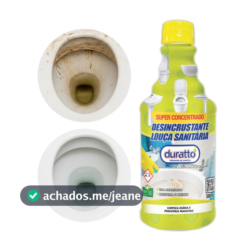 Limpa Desincrustante Louça Sanitária tira amarelado Privada Bidê remove mancha recupera brilho 500mL