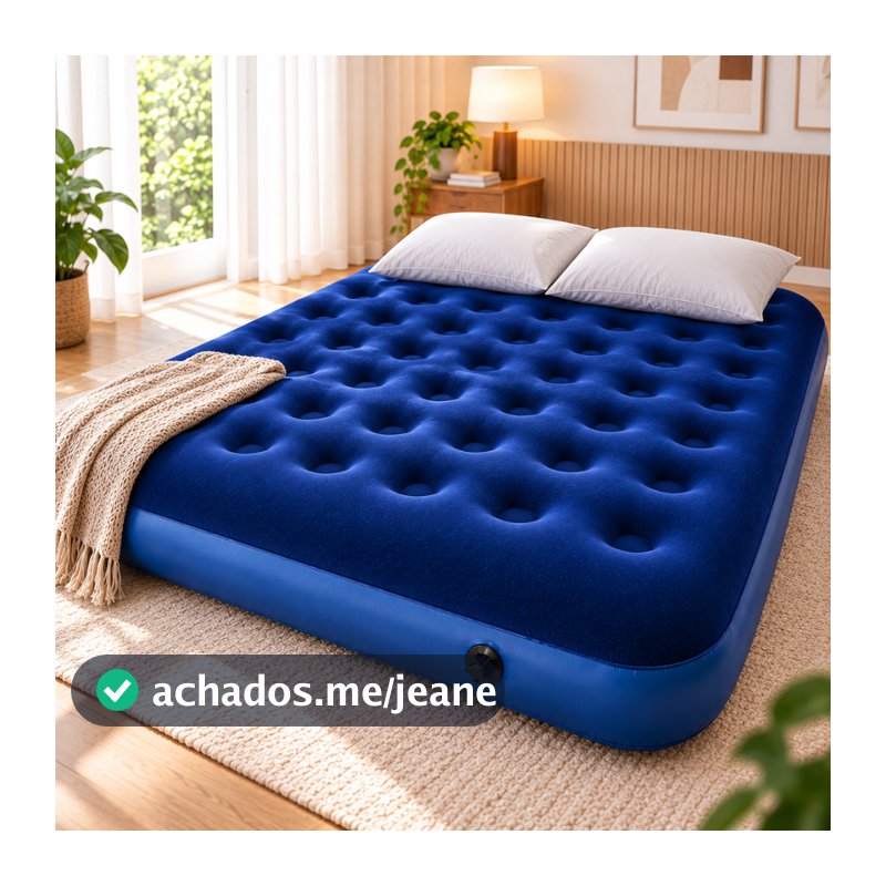 Colchão Inflável Casal 191x137x22cm Aveludado PVC Camping Viagem